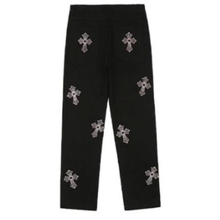 Chrome Hearts Rhinestone Cross Pants